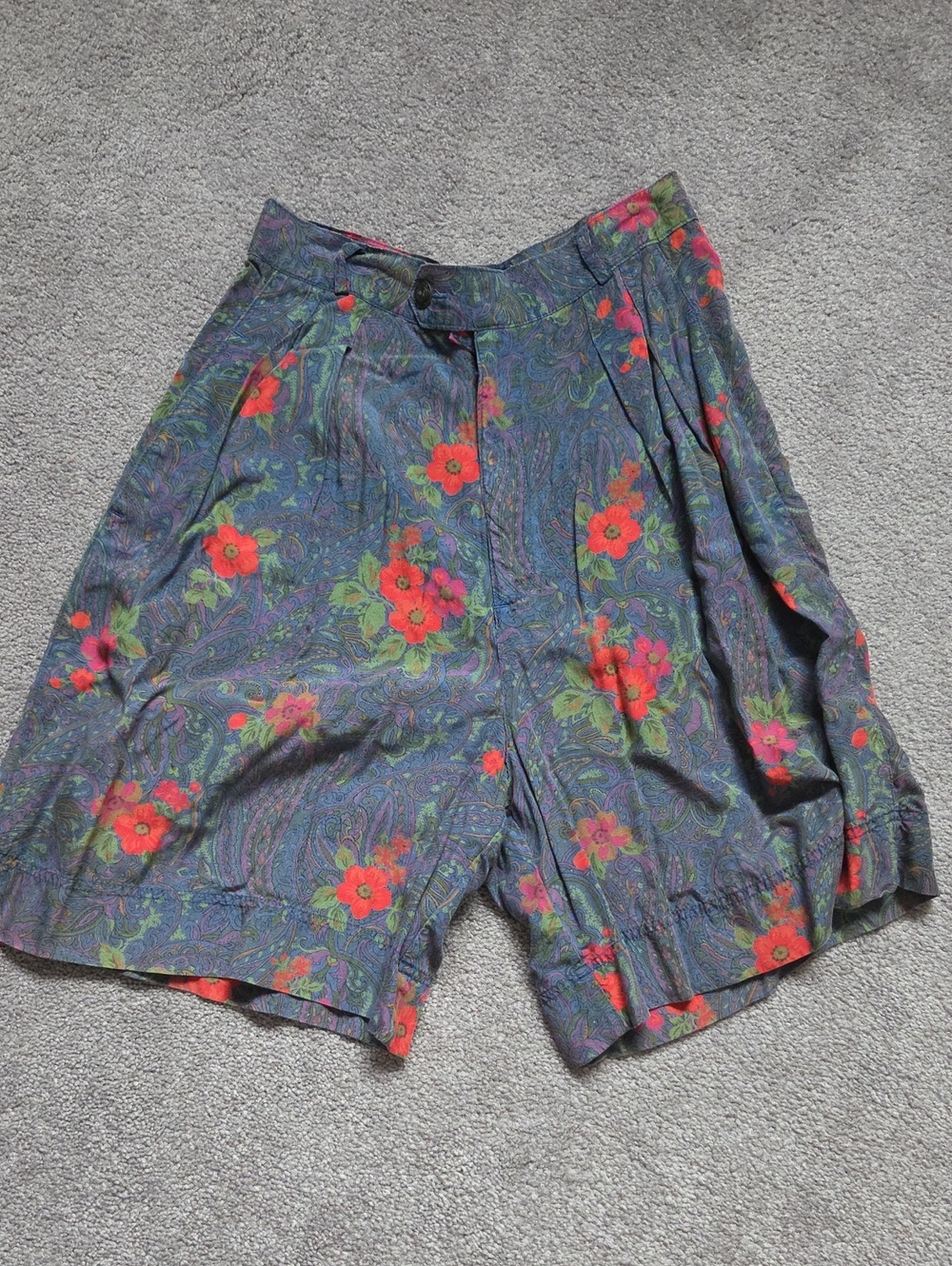 GAP Floral Paisley Bermuda Shorts - Navy with Red Flowers